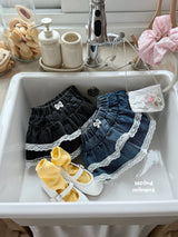 ［second moment］Lace denim cancan skirt