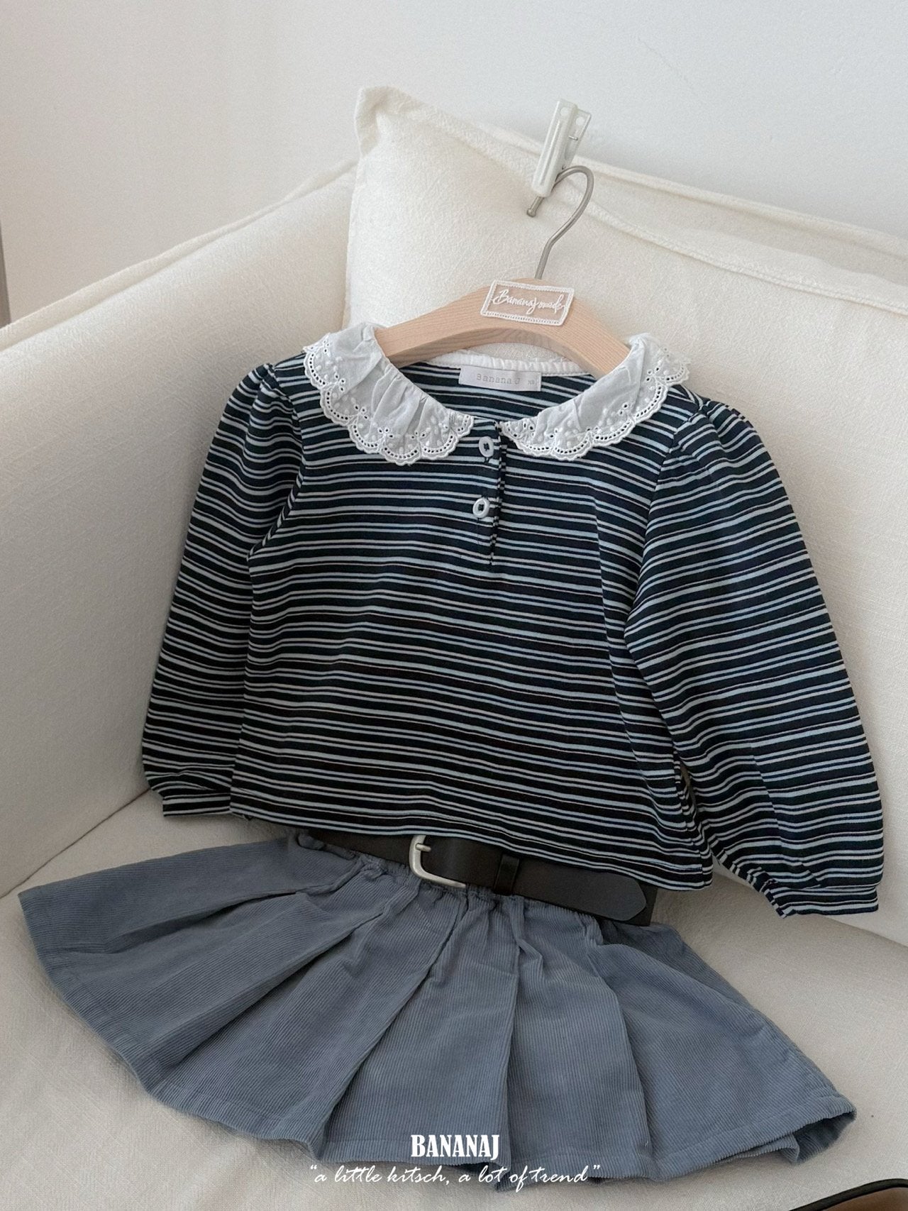 ［BANANAJ］Puel stripe collar blouse