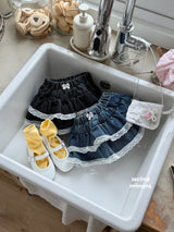［second moment］Lace denim cancan skirt