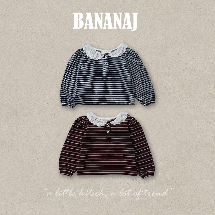 ［BANANAJ］Puel stripe collar blouse