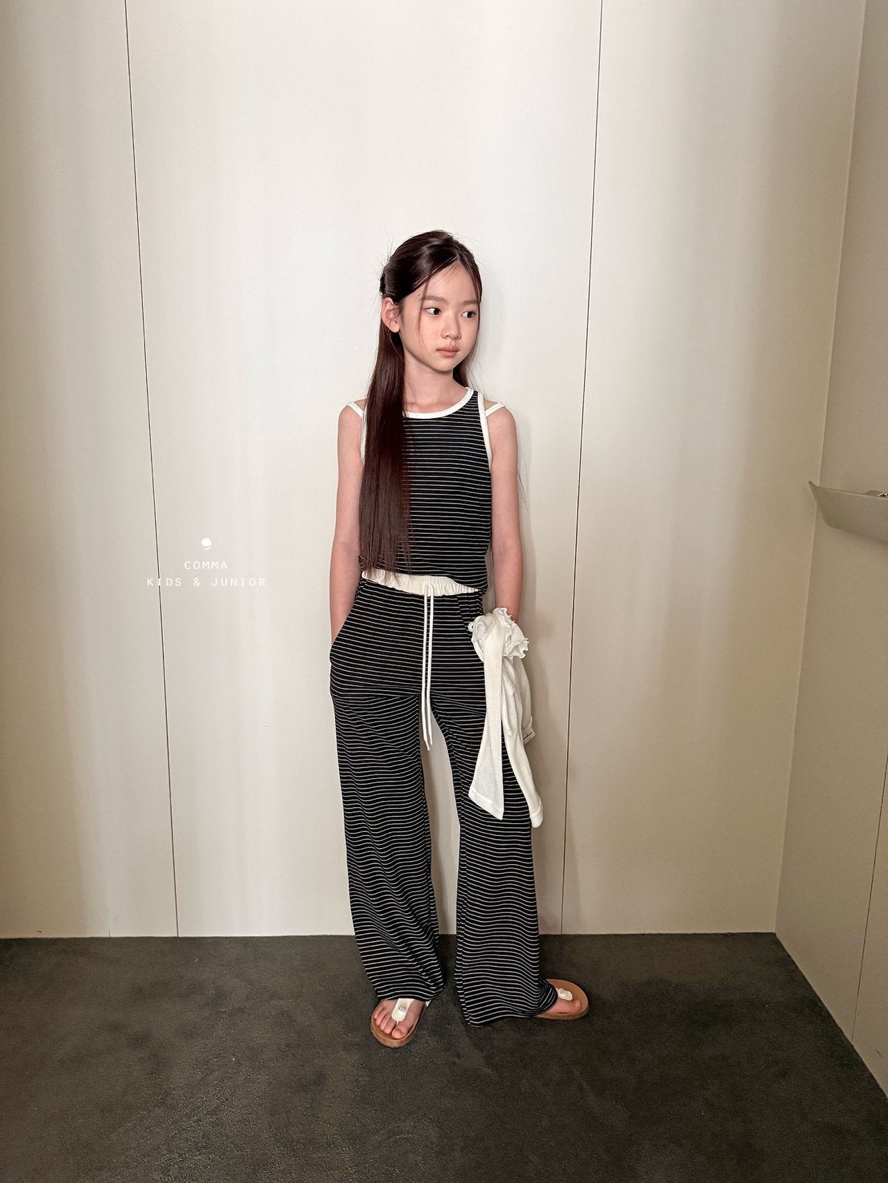 ［comma］Stripe double strap sleeveless tops