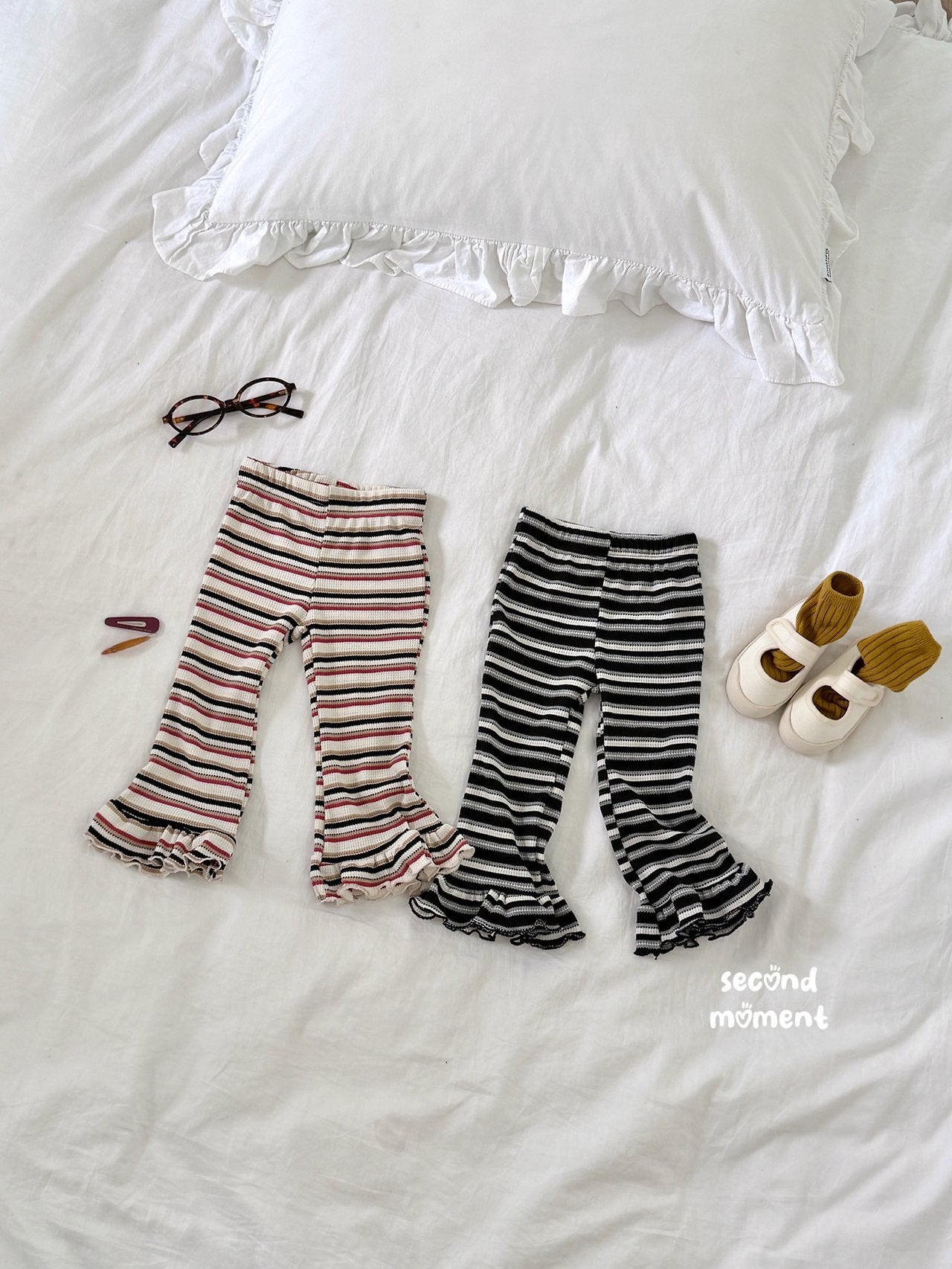 ［second moment］Peanut stripe frill pants