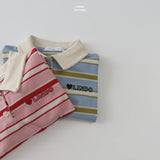 ［LINDO］Stripe collar tops