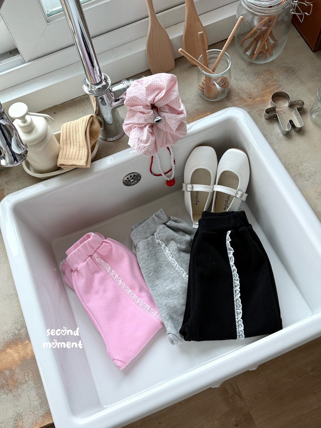 ［second moment］Lace jpgger pants