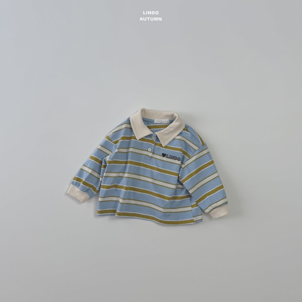 ［LINDO］Stripe collar tops