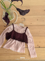 ［BANANAJ］Lace shirring tee
