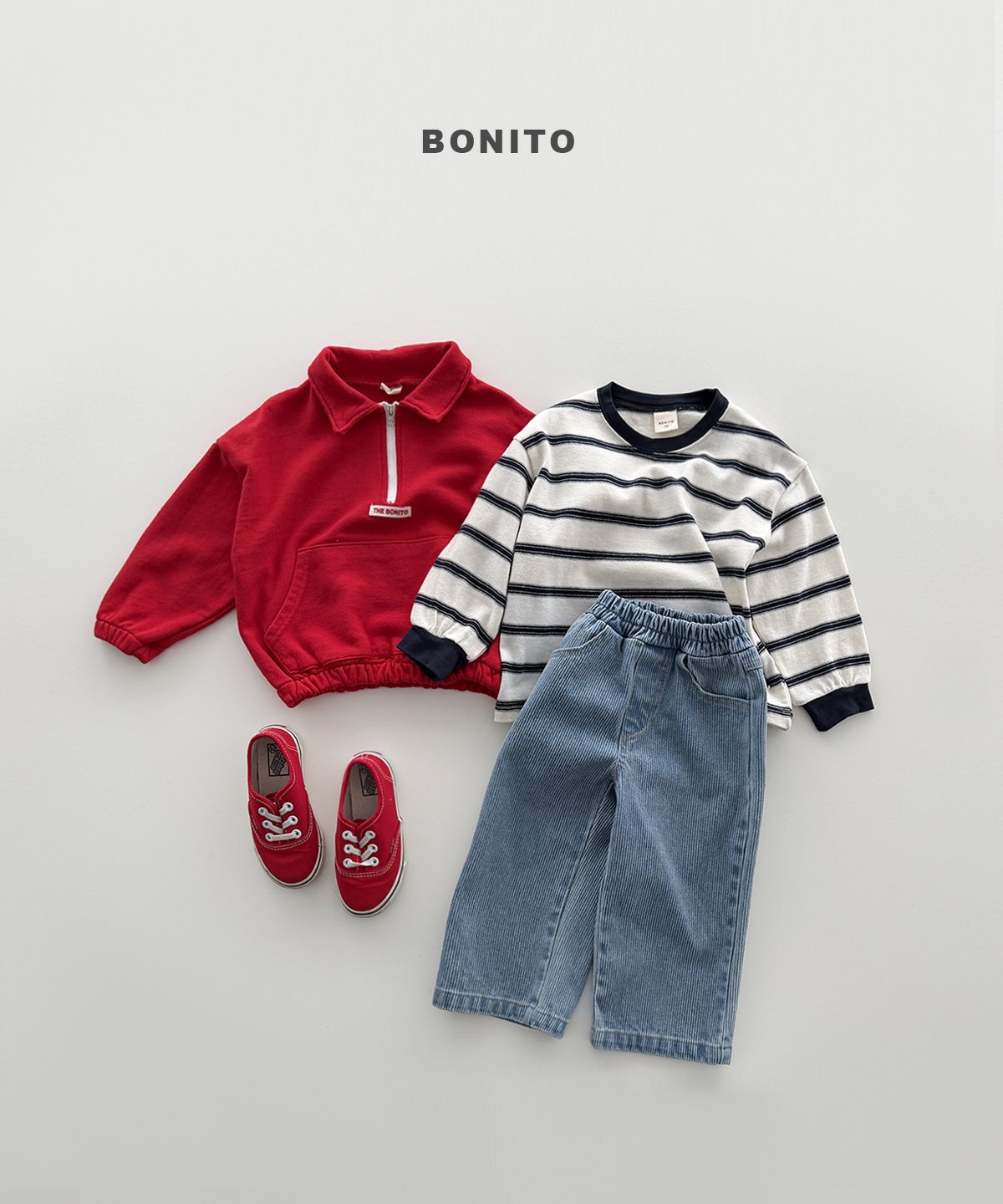 ［Bonito］Haru stripe collar tee
