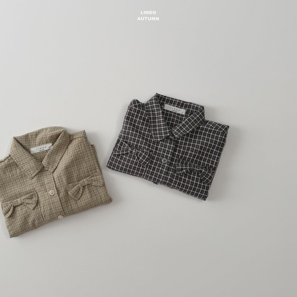 ［LINDO］Ribbon check shirt