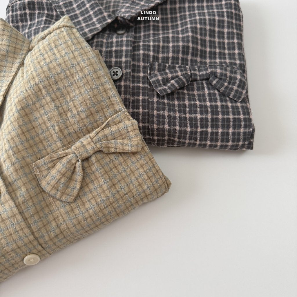 ［LINDO］Ribbon check shirt