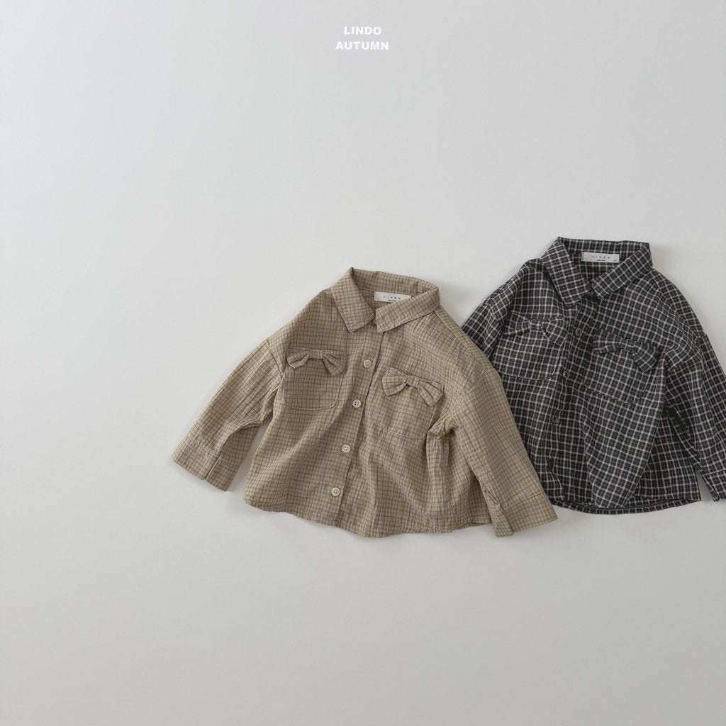 ［LINDO］Ribbon check shirt