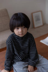 ［The beige］Stripe high neck tee