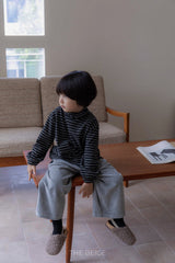 ［The beige］Stripe high neck tee