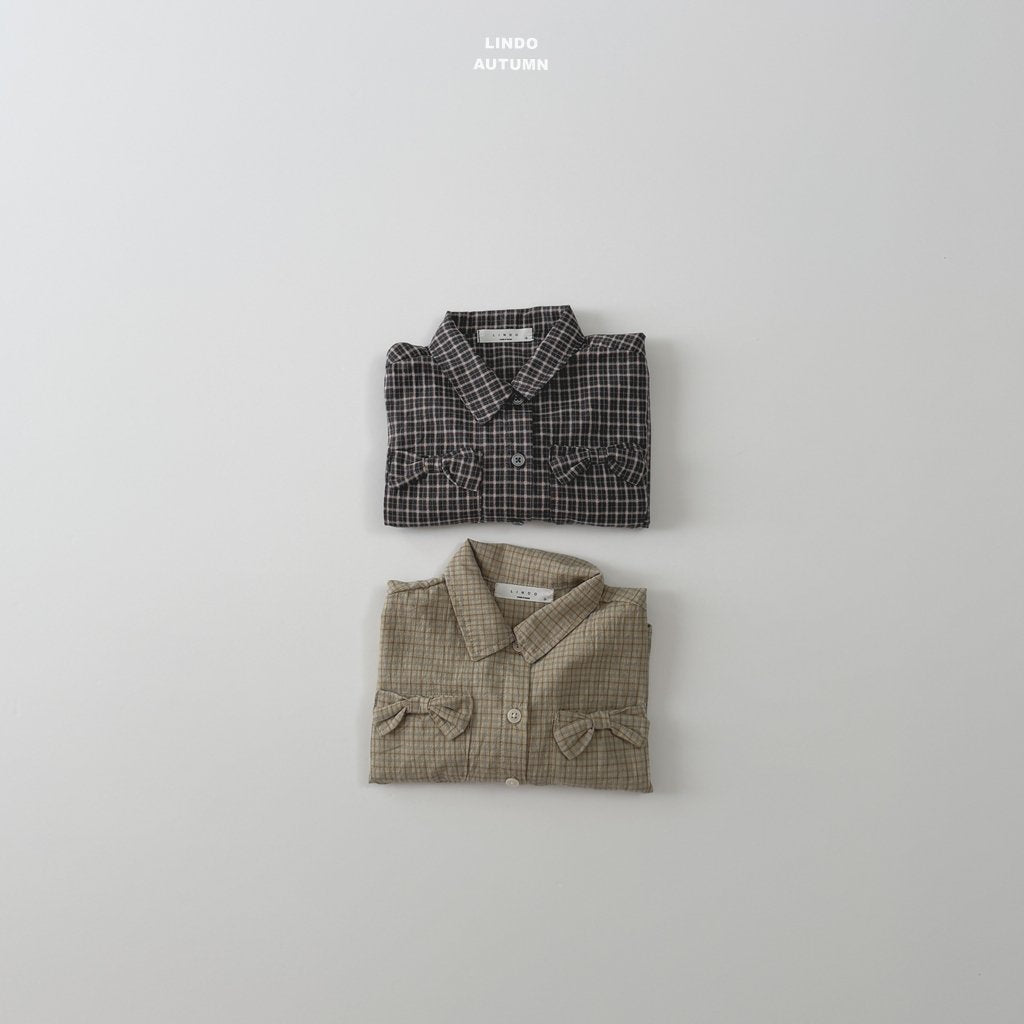 ［LINDO］Ribbon check shirt