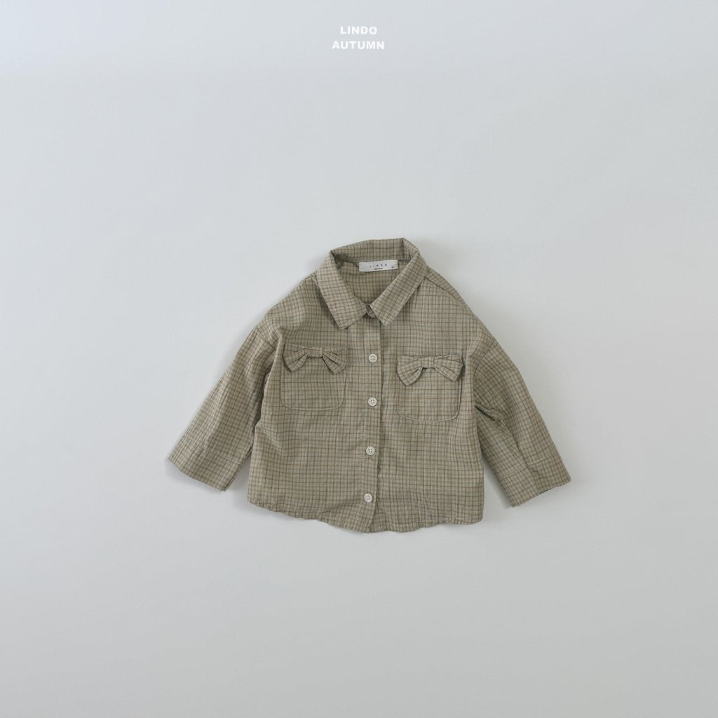 ［LINDO］Ribbon check shirt