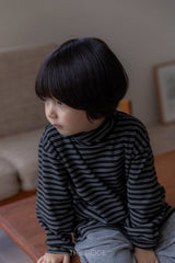 ［The beige］Stripe high neck tee