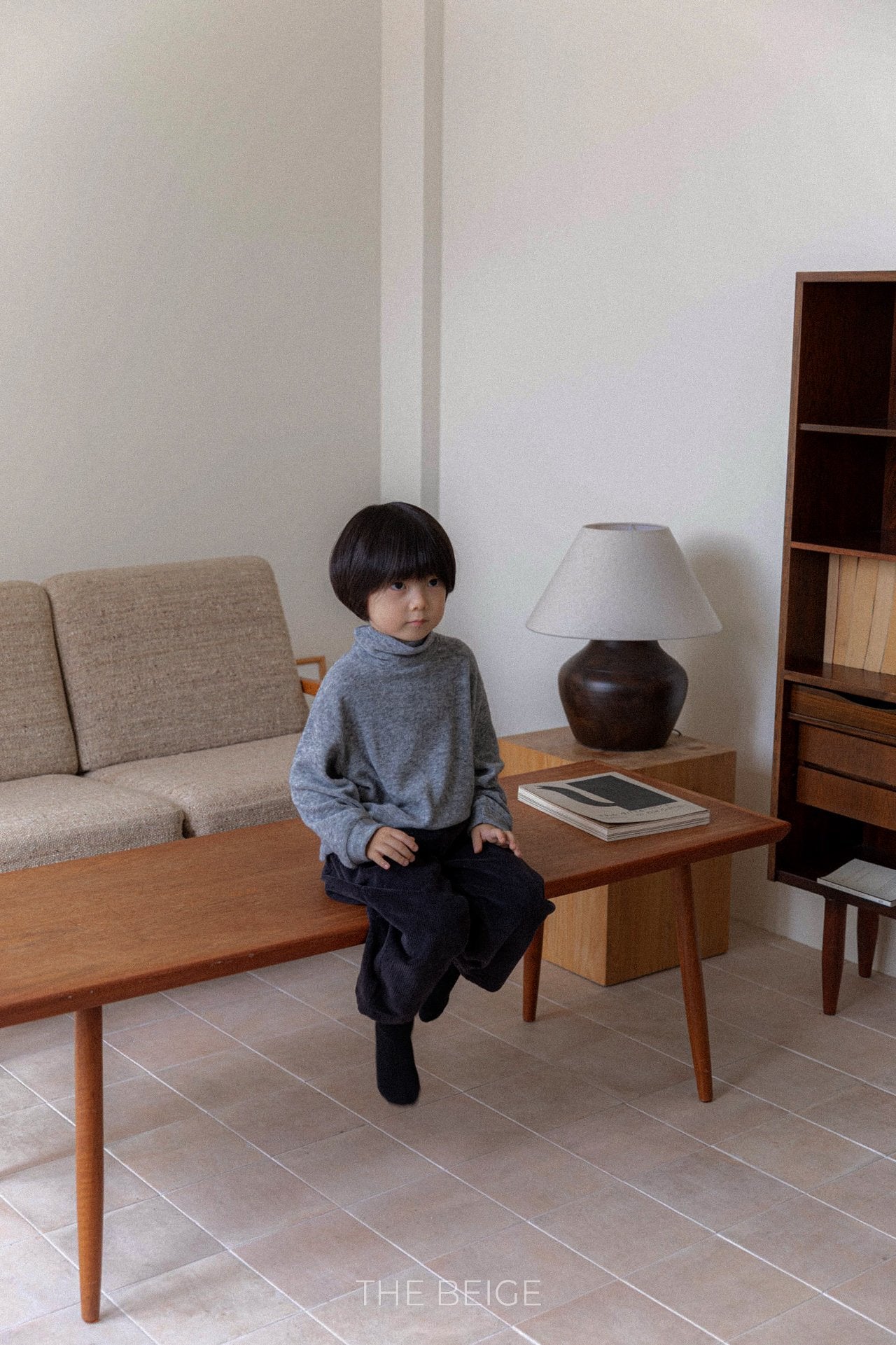 ［The beige］Warm high neck tee