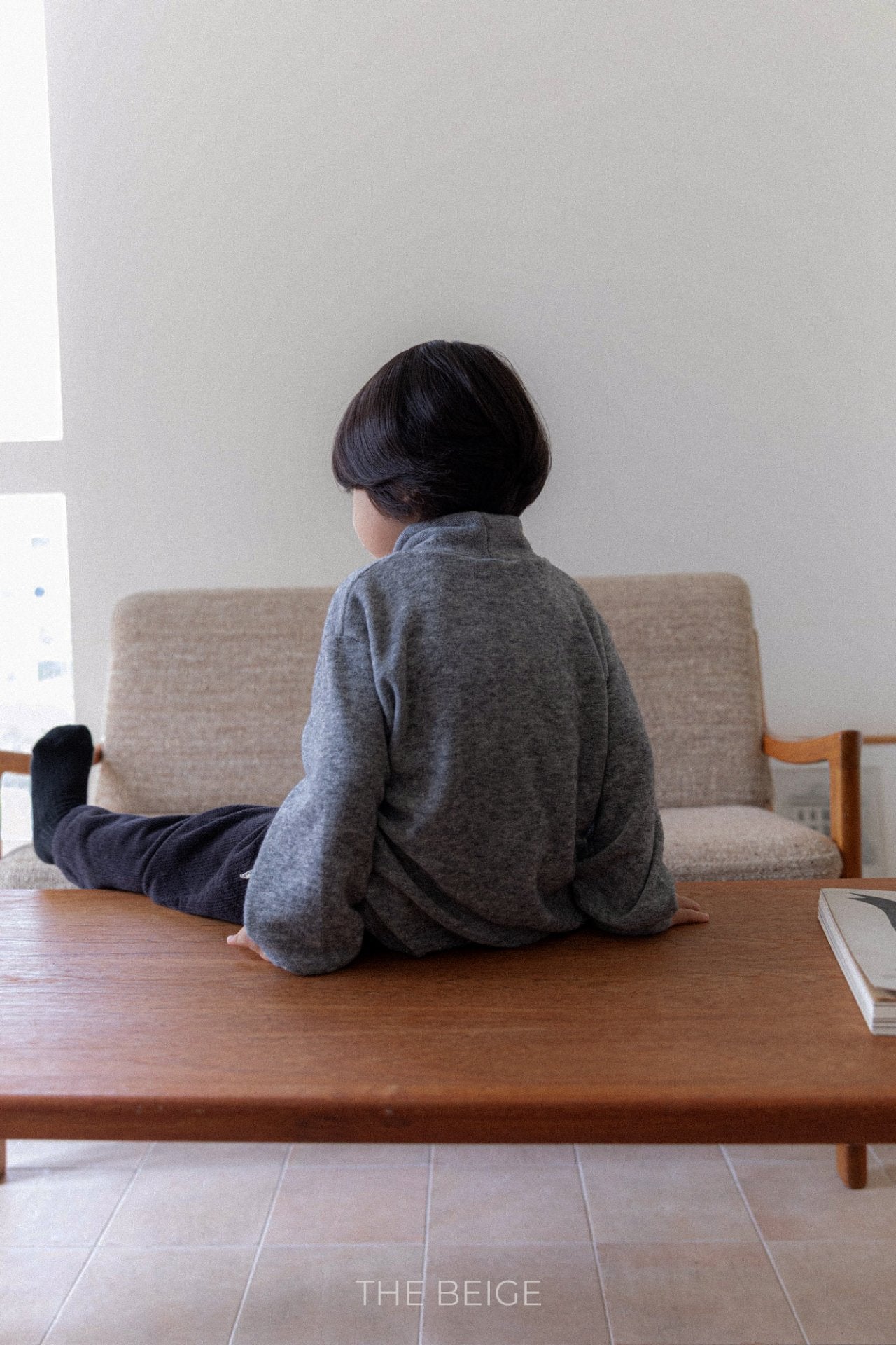［The beige］Warm high neck tee