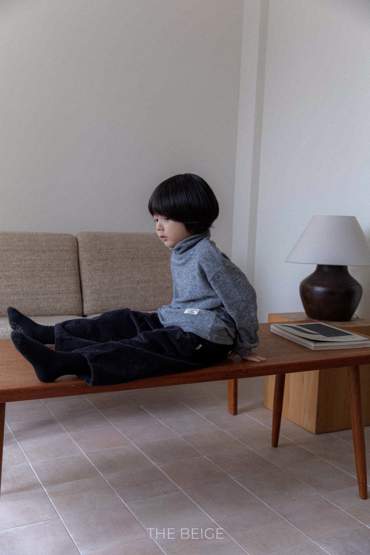 ［The beige］Warm high neck tee