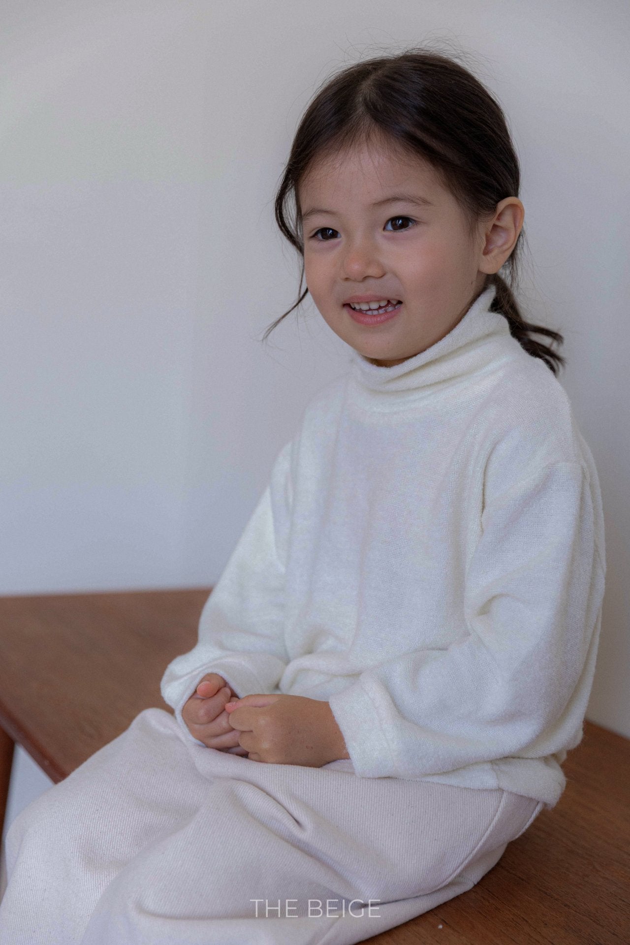 ［The beige］Warm high neck tee