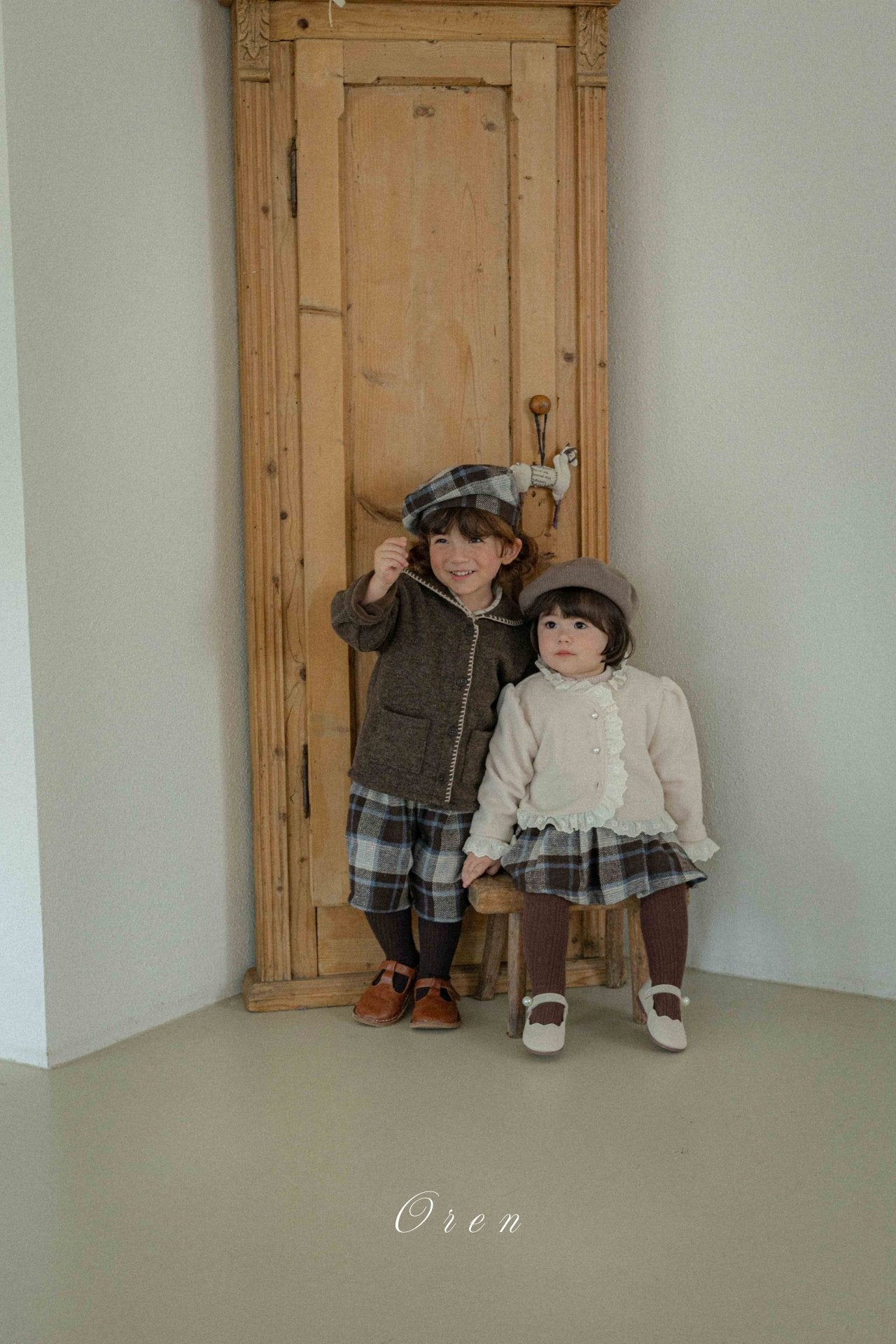 ［OREN］Brunel check suspender half pants