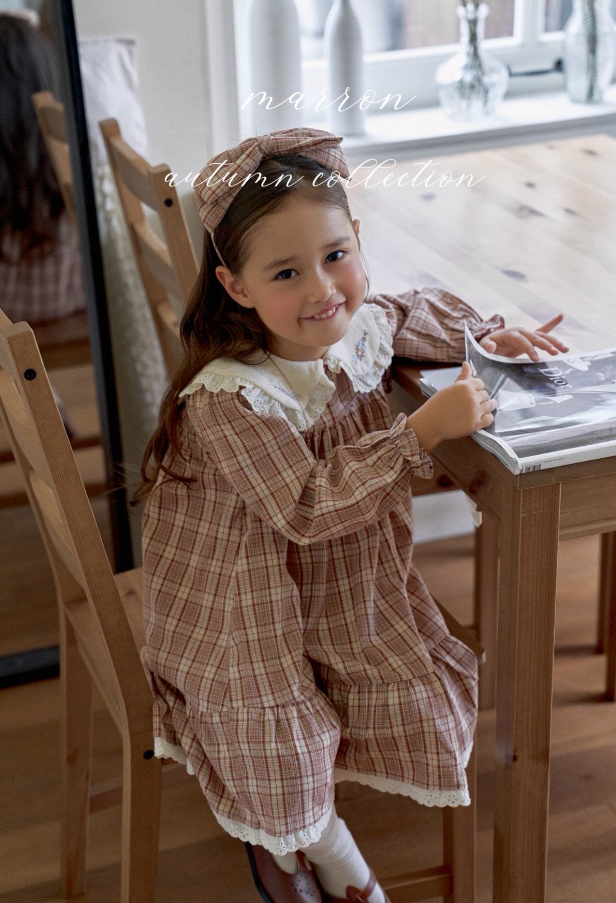 ［marron］Check ribbon headband