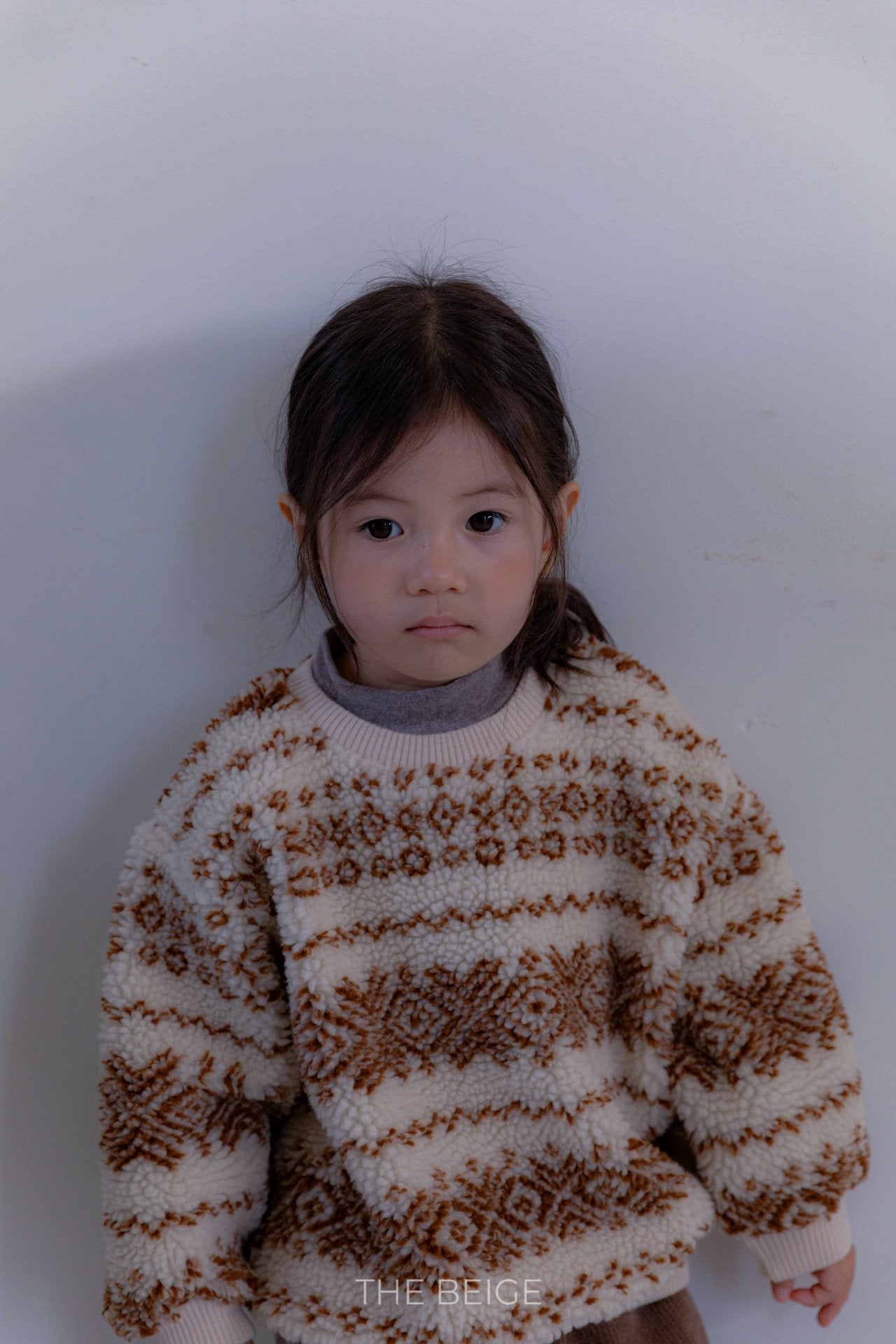 ［The beige］Slim half neck tee