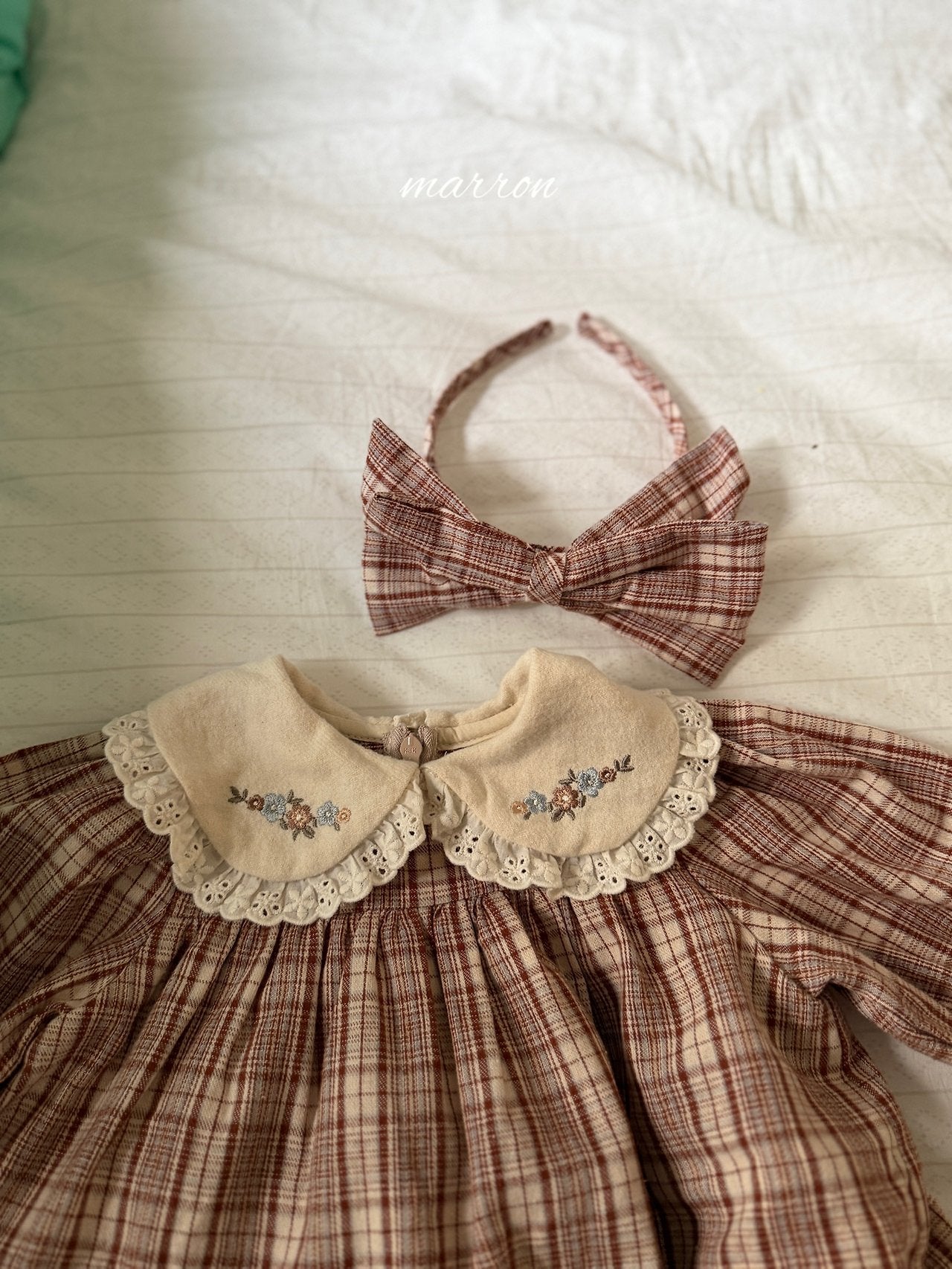 ［marron］Check ribbon headband