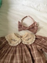 ［marron］Check ribbon headband