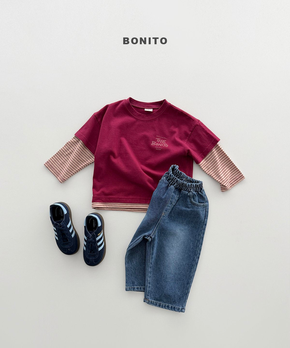 ［Bonito］Stripe layered tee