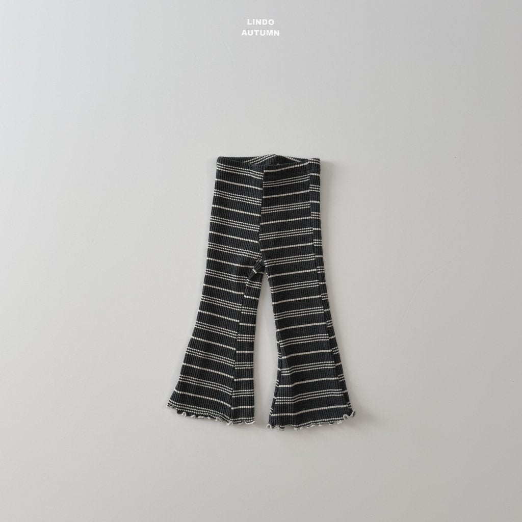 ［LINDO］Rib stripe flare leggings