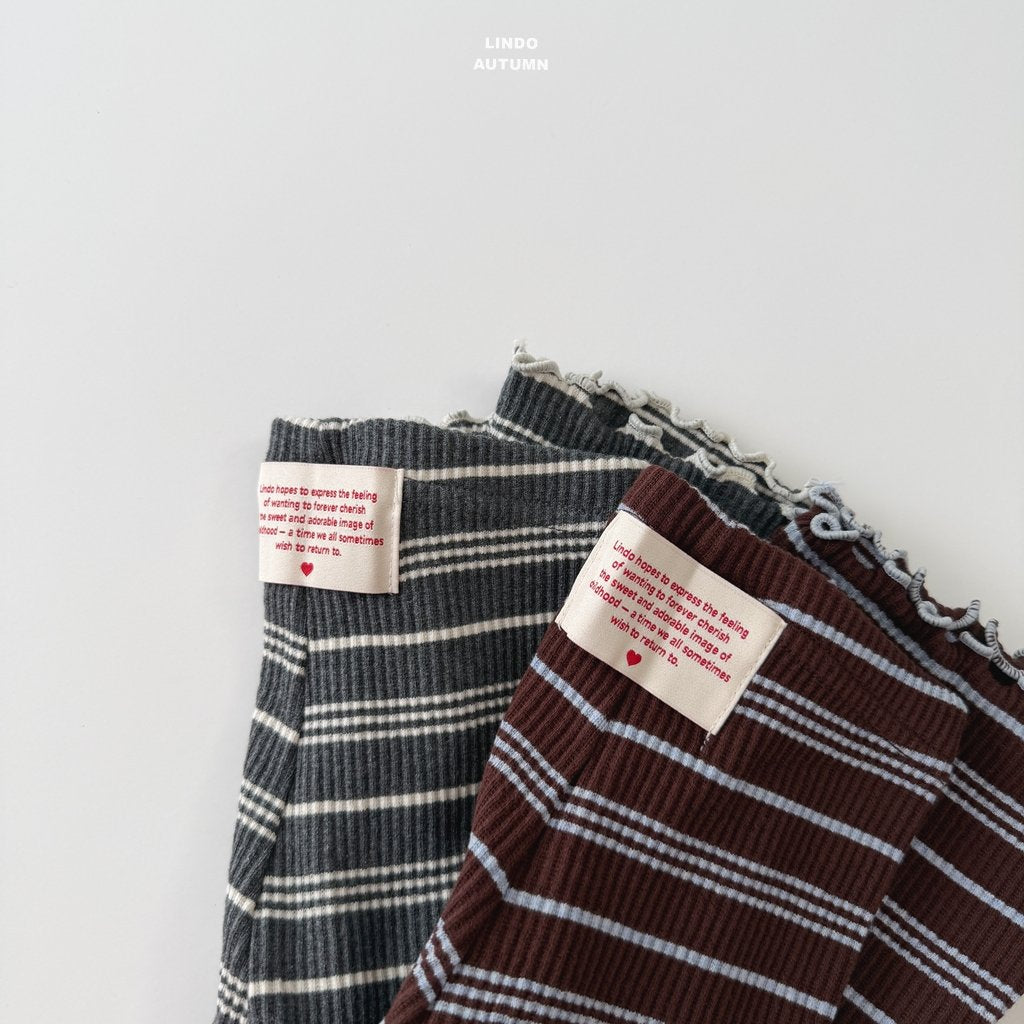 ［LINDO］Rib stripe flare leggings