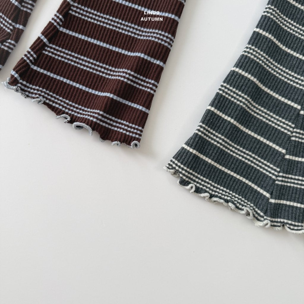 ［LINDO］Rib stripe flare leggings