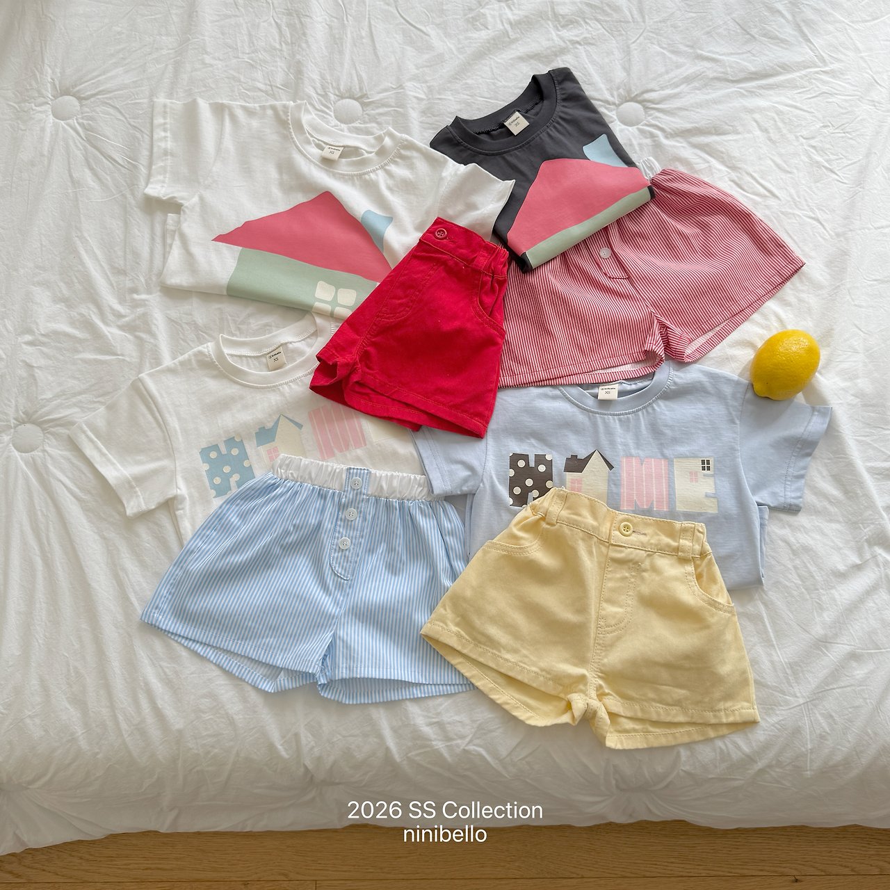 ［ninibello］Coby stripe button short pants