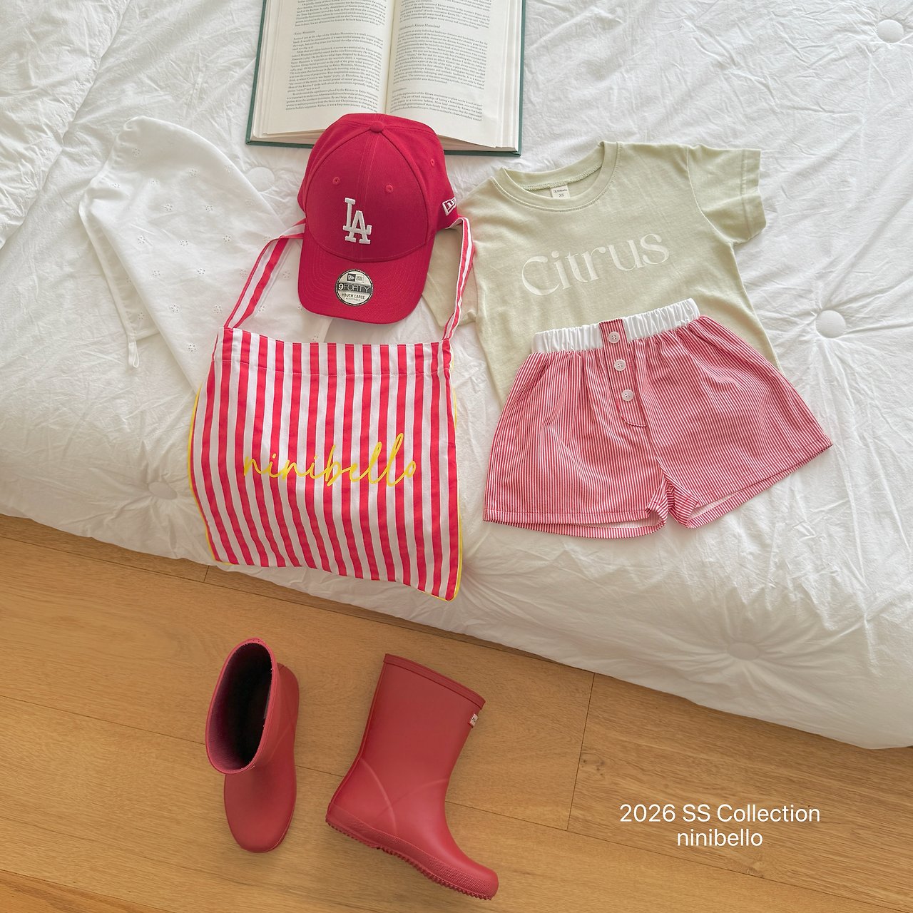 ［ninibello］Coby stripe button short pants