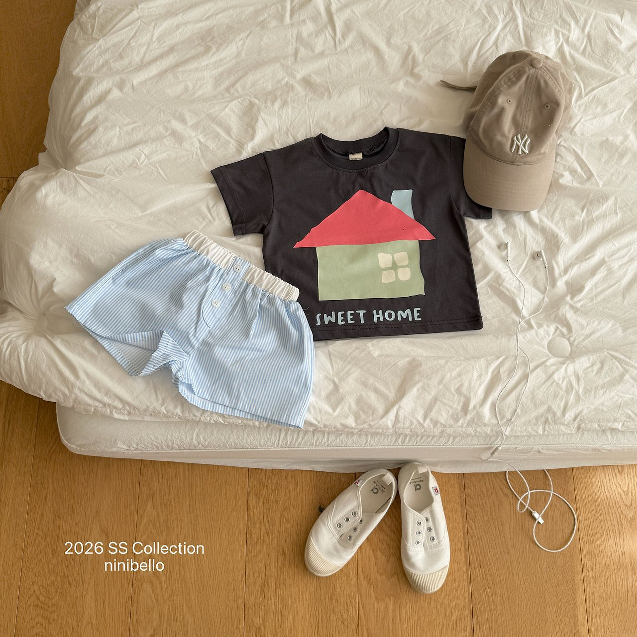［ninibello］Coby stripe button short pants