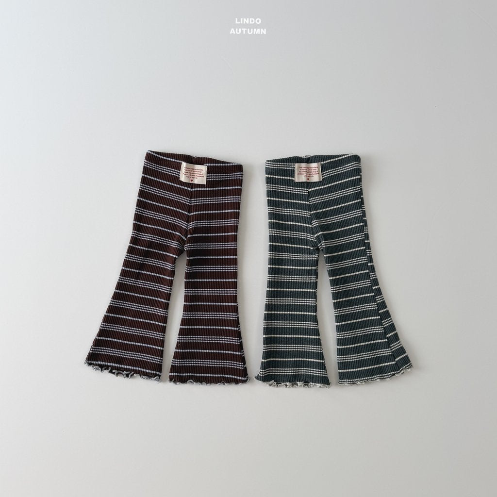 ［LINDO］Rib stripe flare leggings