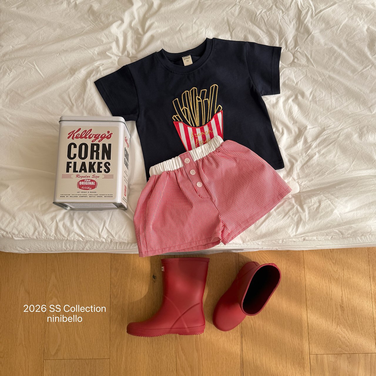 ［ninibello］Coby stripe button short pants