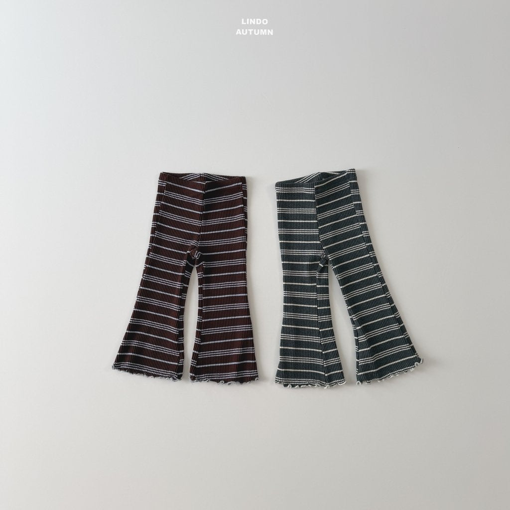 ［LINDO］Rib stripe flare leggings