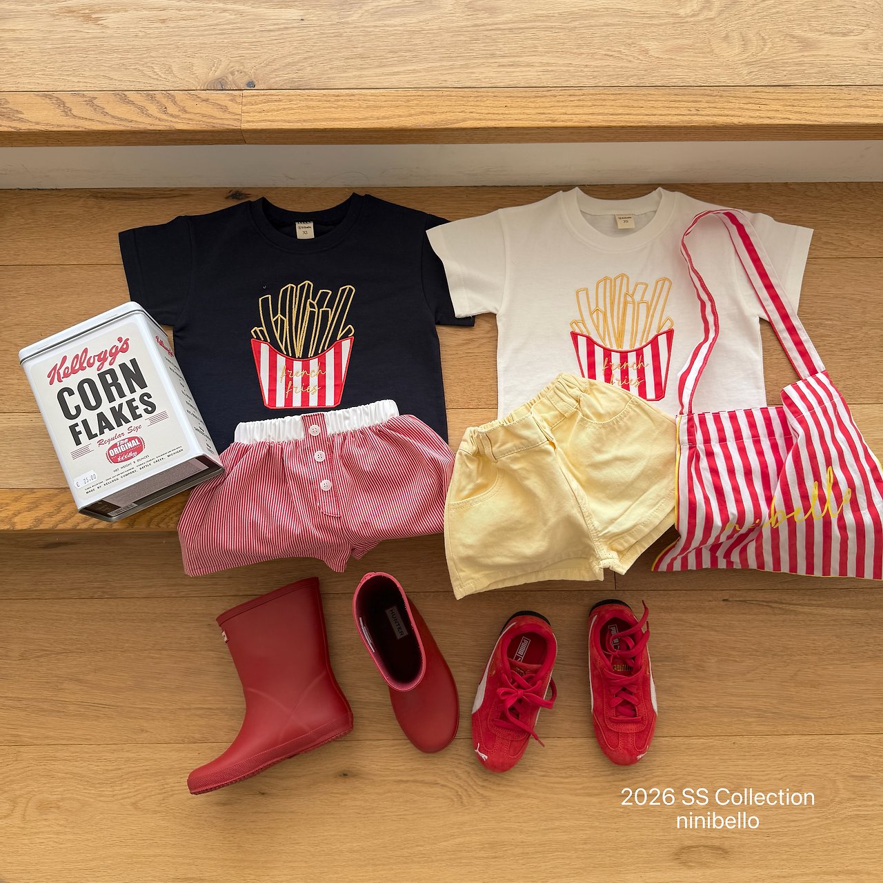 ［ninibello］Coby stripe button short pants