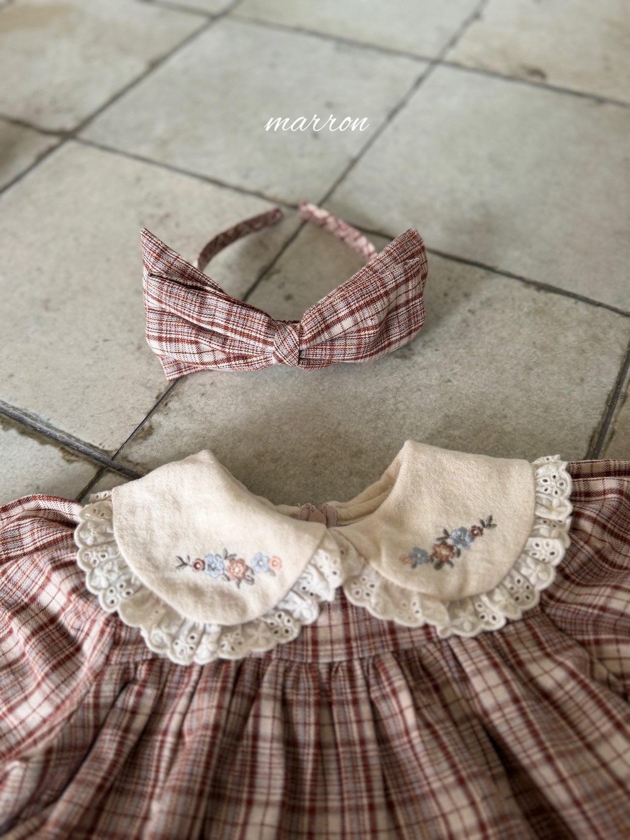 ［marron］Check ribbon headband