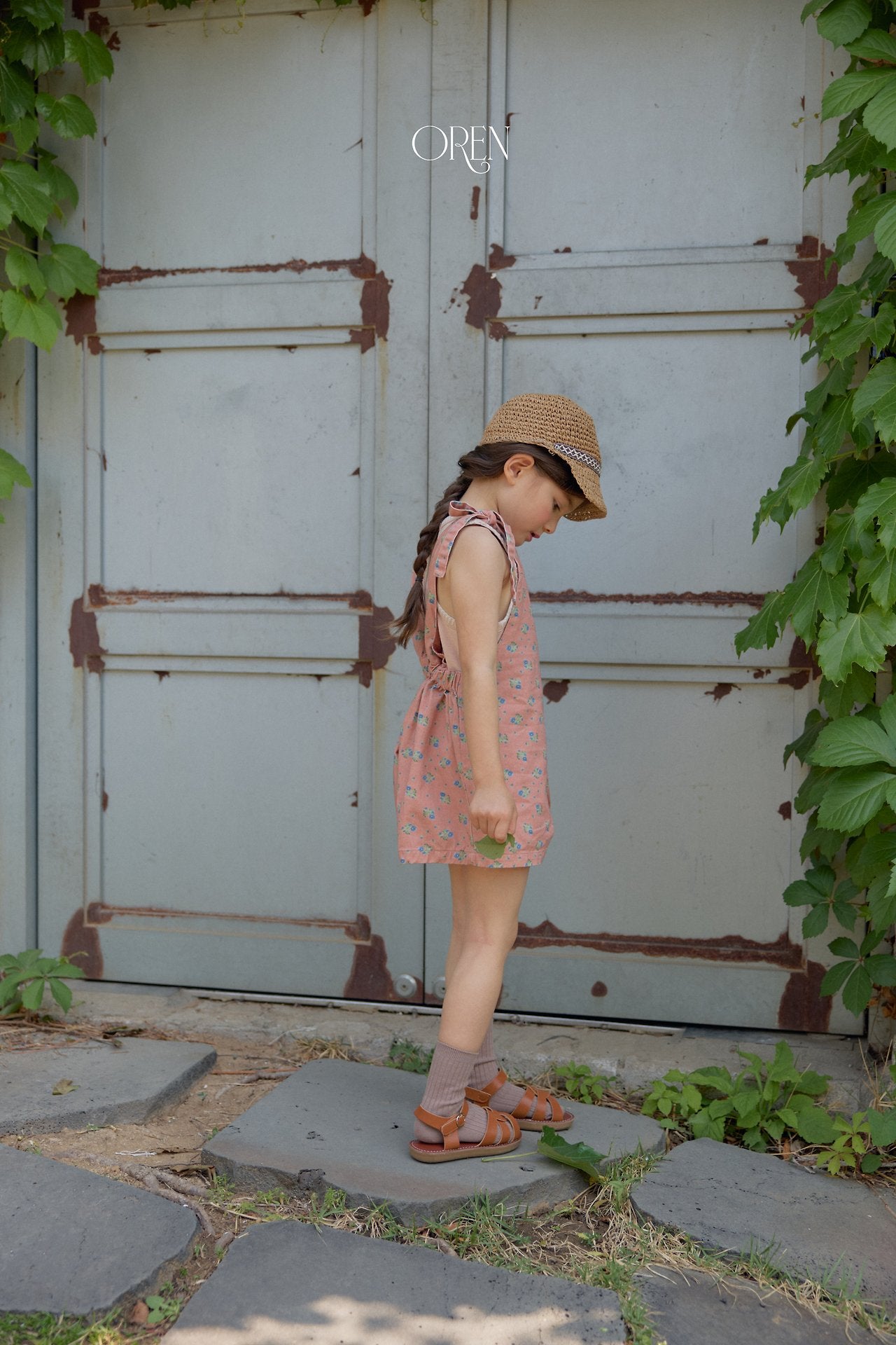 ［OREN］Camellia short overalls