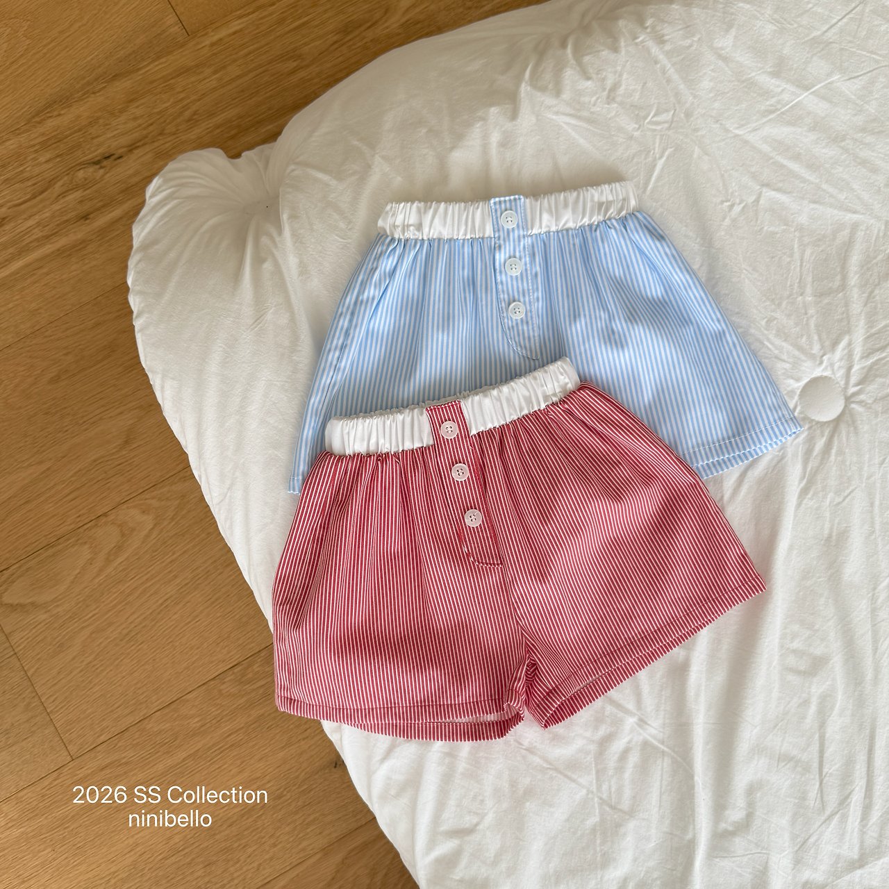［ninibello］Coby stripe button short pants