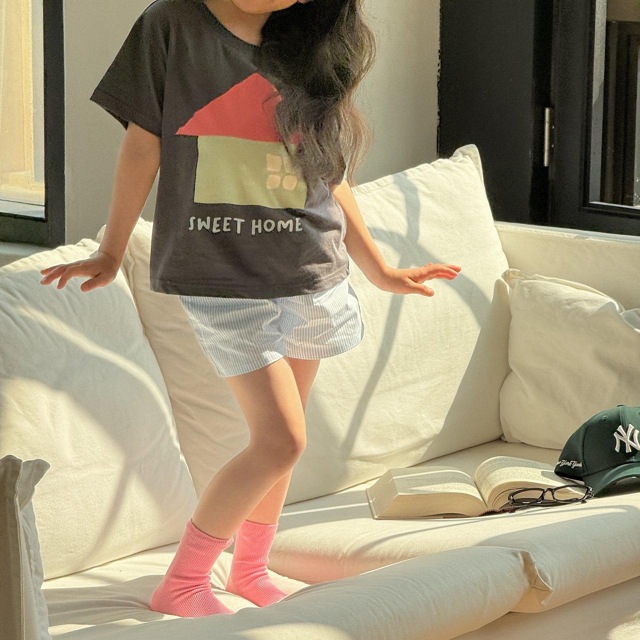 ［ninibello］Coby stripe button short pants