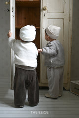 ［The beige］Velvet rib pants