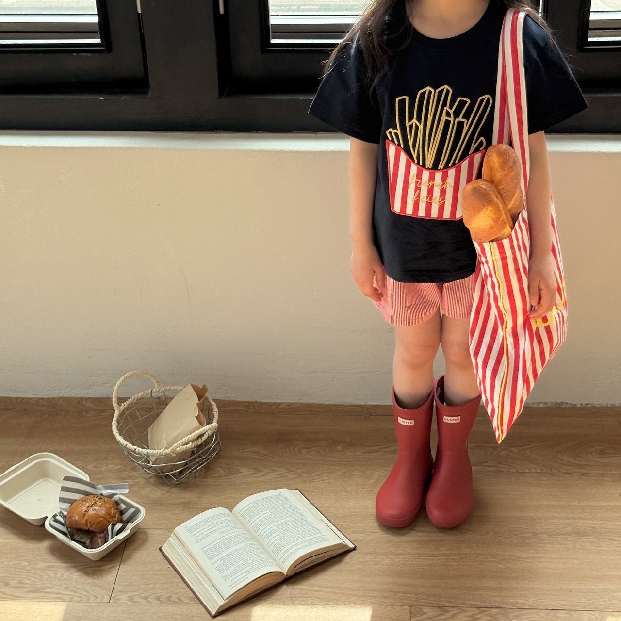 ［ninibello］Coby stripe button short pants