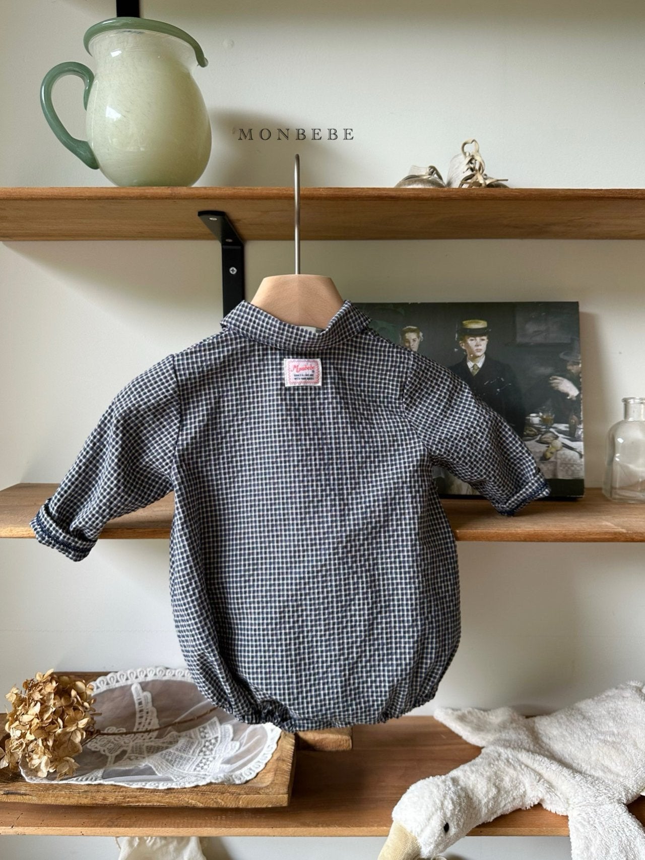 ［monbebe］Autumn check shirt rompers