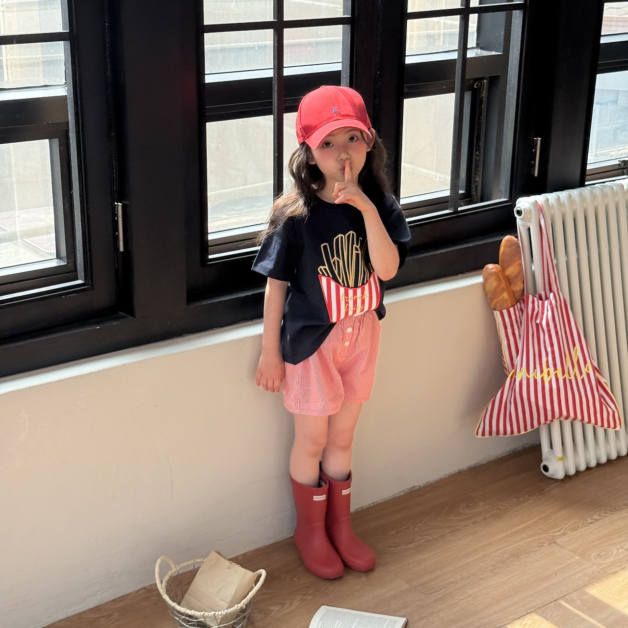 ［ninibello］Coby stripe button short pants