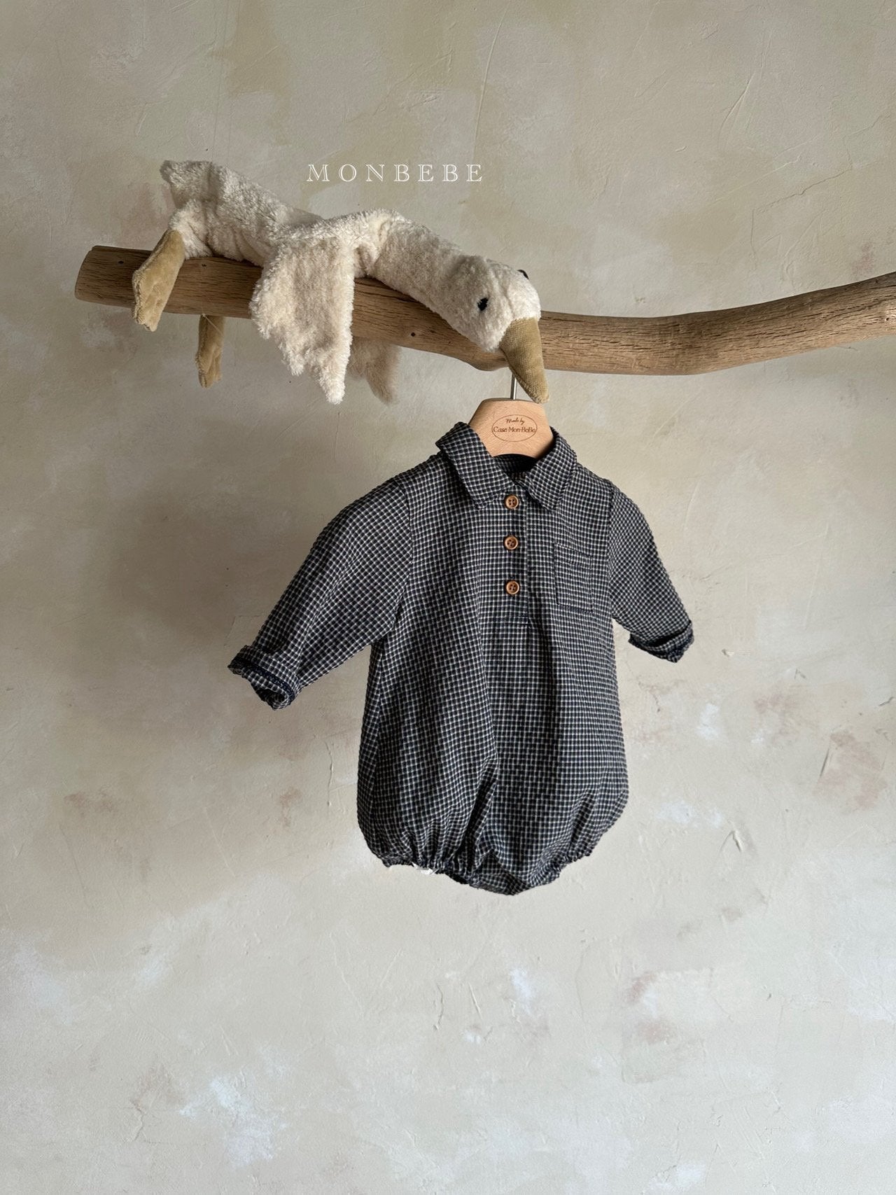 ［monbebe］Autumn check shirt rompers