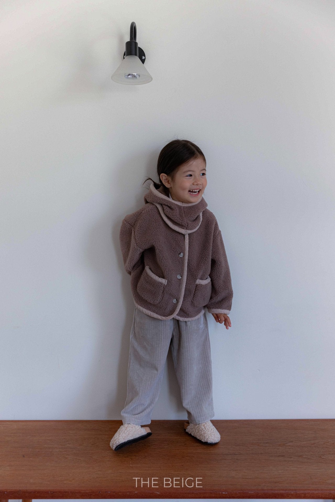 ［The beige］Velvet rib pants