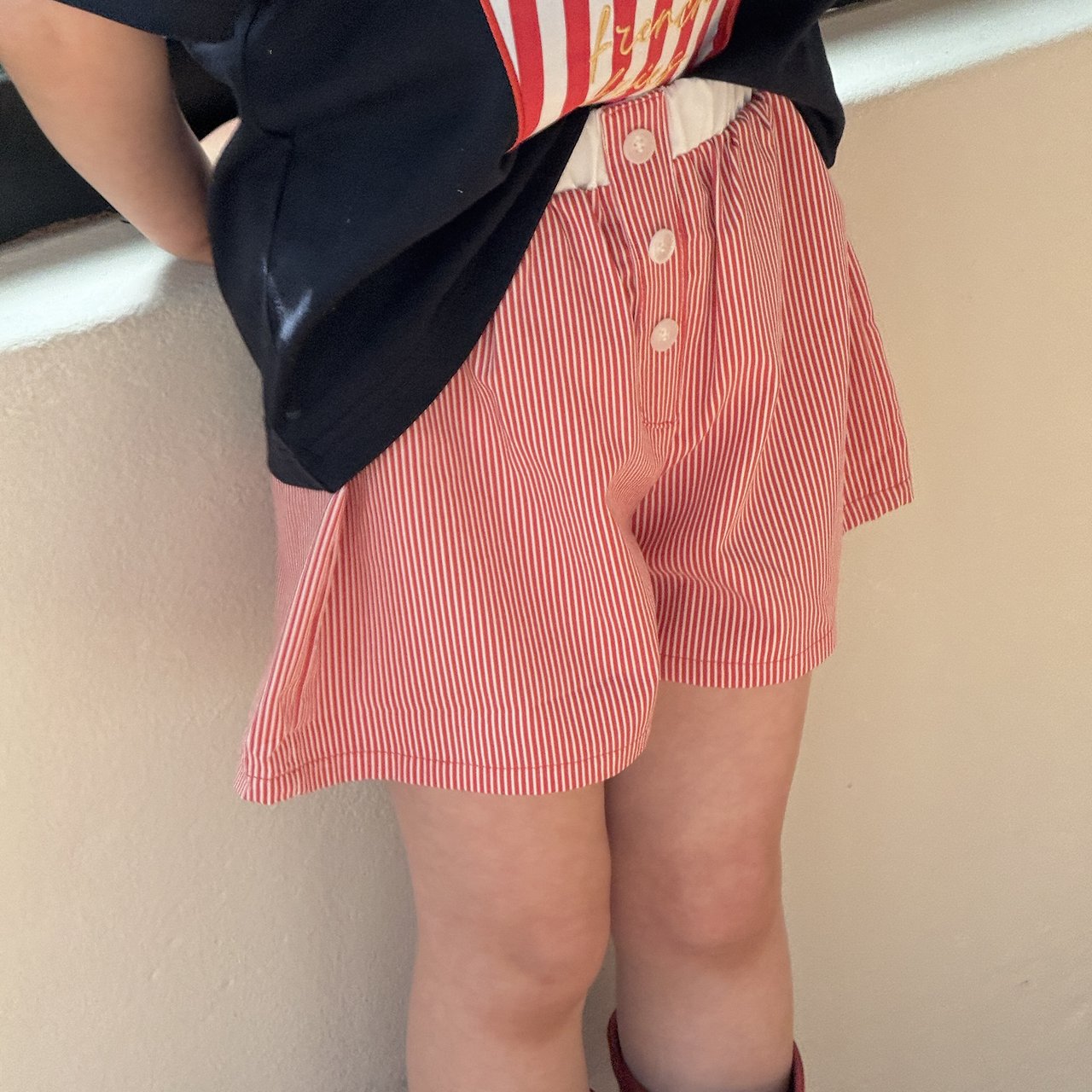 ［ninibello］Coby stripe button short pants